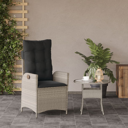 Sedia Reclinabile Giardino con Cuscini Grigio Chiaro Polyrattan - homemem39