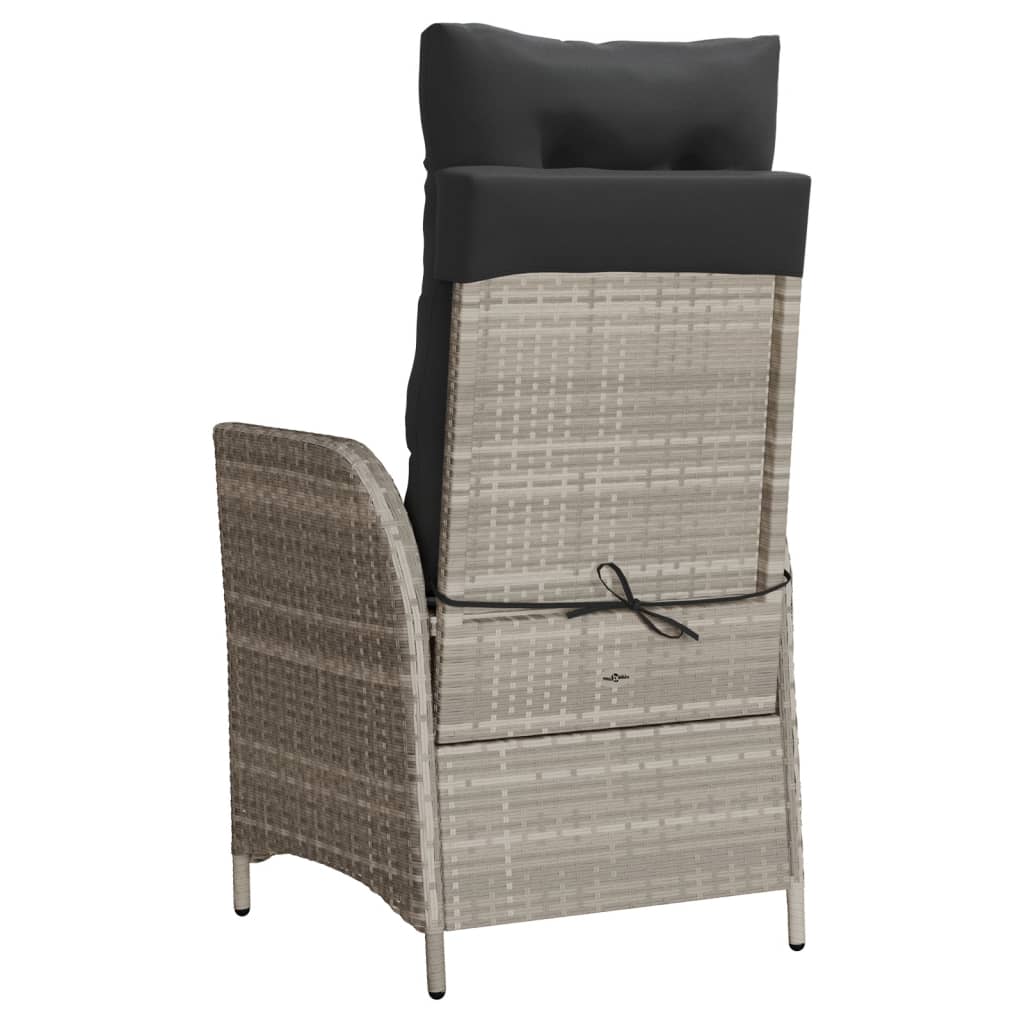Sedia Reclinabile Giardino con Cuscini Grigio Chiaro Polyrattan | homemem39