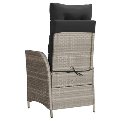 Sedia Reclinabile Giardino con Cuscini Grigio Chiaro Polyrattan | homemem39