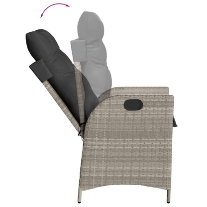 Sedia Reclinabile Giardino con Cuscini Grigio Chiaro Polyrattan | homemem39