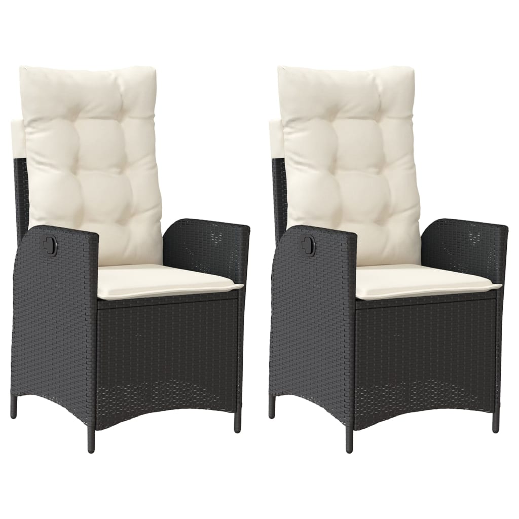Sedie Reclinabili da Giardino 2 pz con Cuscini Nero Polyrattan - homemem39