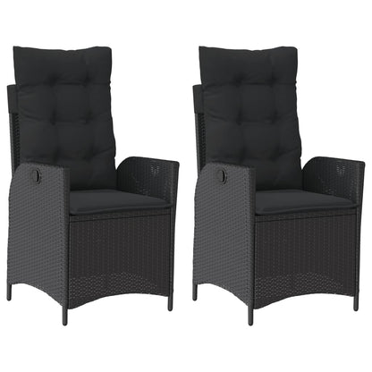 Sedie Reclinabili da Giardino 2 pz con Cuscini Nero Polyrattan | homemem39