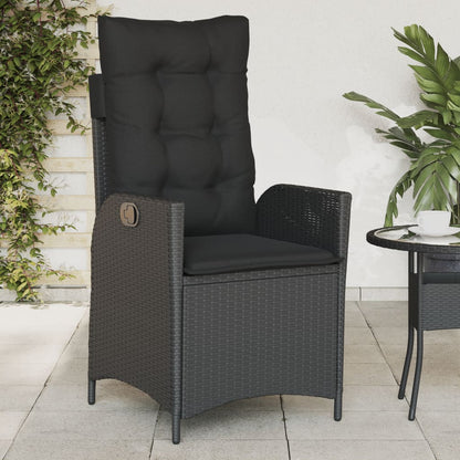 Sedie Reclinabili da Giardino 2 pz con Cuscini Nero Polyrattan | homemem39