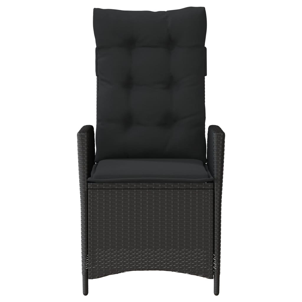 Sedie Reclinabili da Giardino 2 pz con Cuscini Nero Polyrattan | homemem39