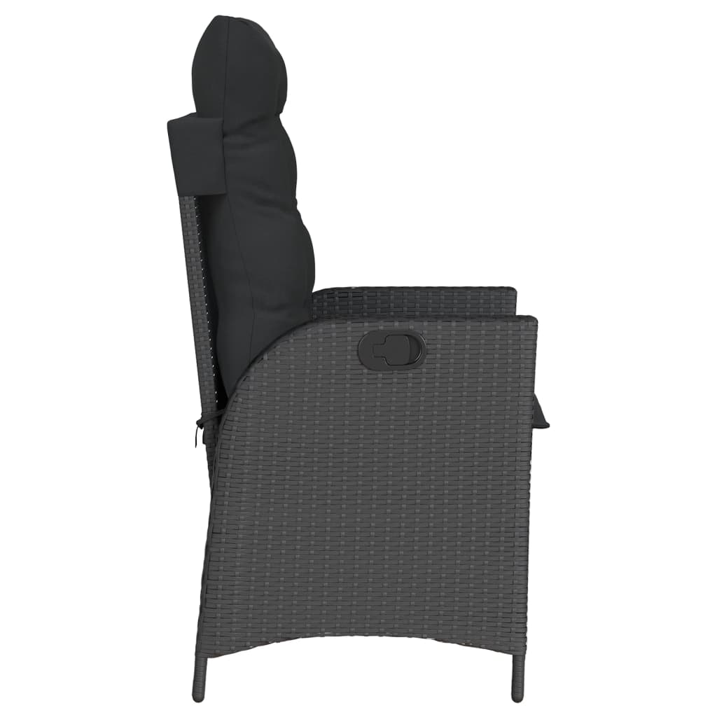 Sedie Reclinabili da Giardino 2 pz con Cuscini Nero Polyrattan | homemem39