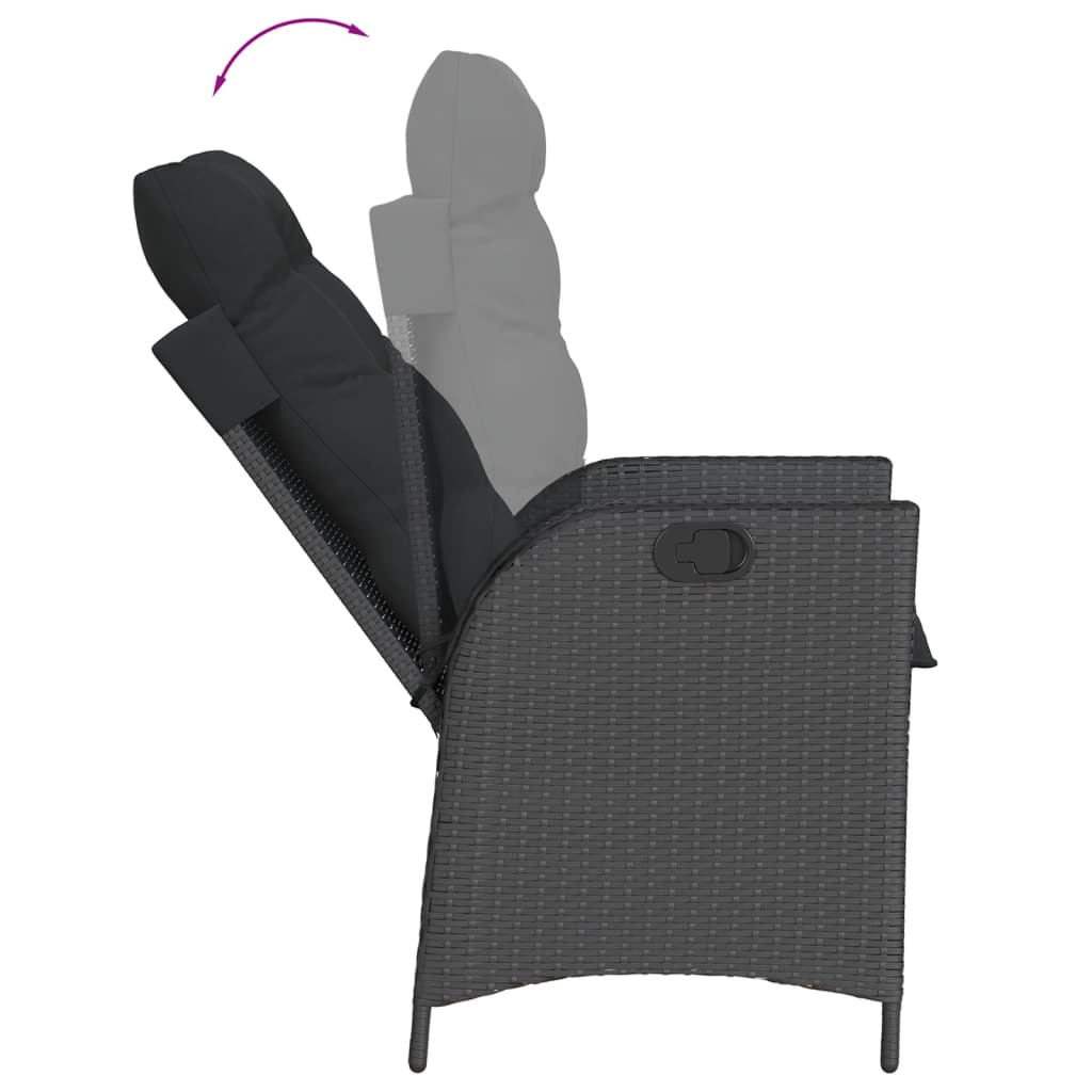 Sedie Reclinabili da Giardino 2 pz con Cuscini Nero Polyrattan - homemem39