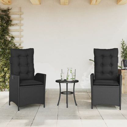 Sedie Reclinabili da Giardino 2 pz con Cuscini Nero Polyrattan - homemem39