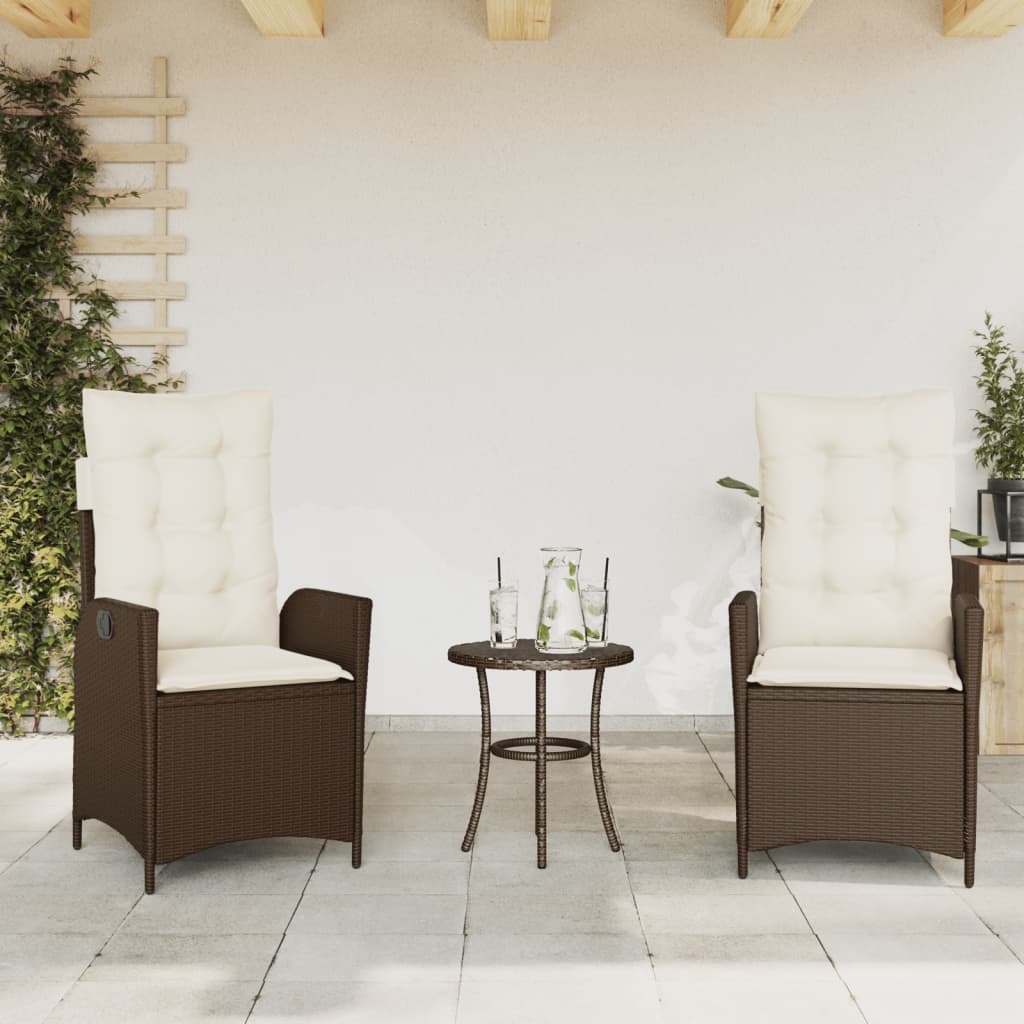 Sedie Reclinabili Giardino 2pz con Cuscini Marrone Polyrattan - homemem39