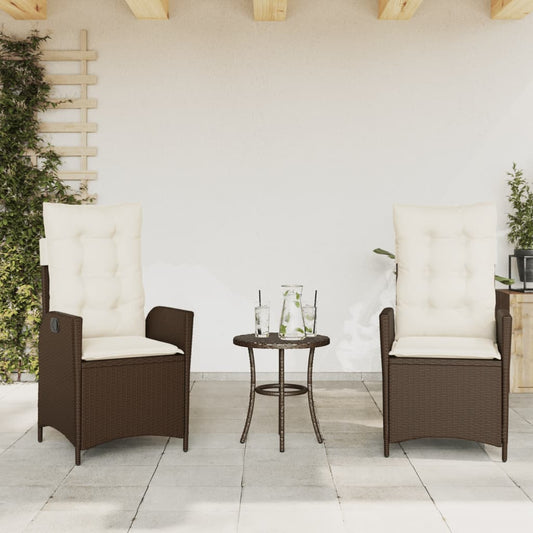 Sedie Reclinabili Giardino 2pz con Cuscini Marrone Polyrattan - homemem39