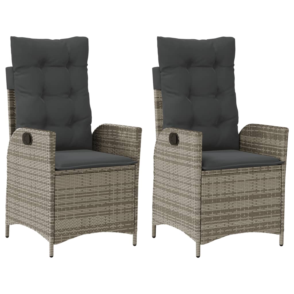 Sedie da Giardino Reclinabili 2 pz e Cuscini Grigio Polyrattan | homemem39