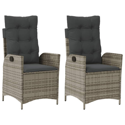 Sedie da Giardino Reclinabili 2 pz e Cuscini Grigio Polyrattan | homemem39