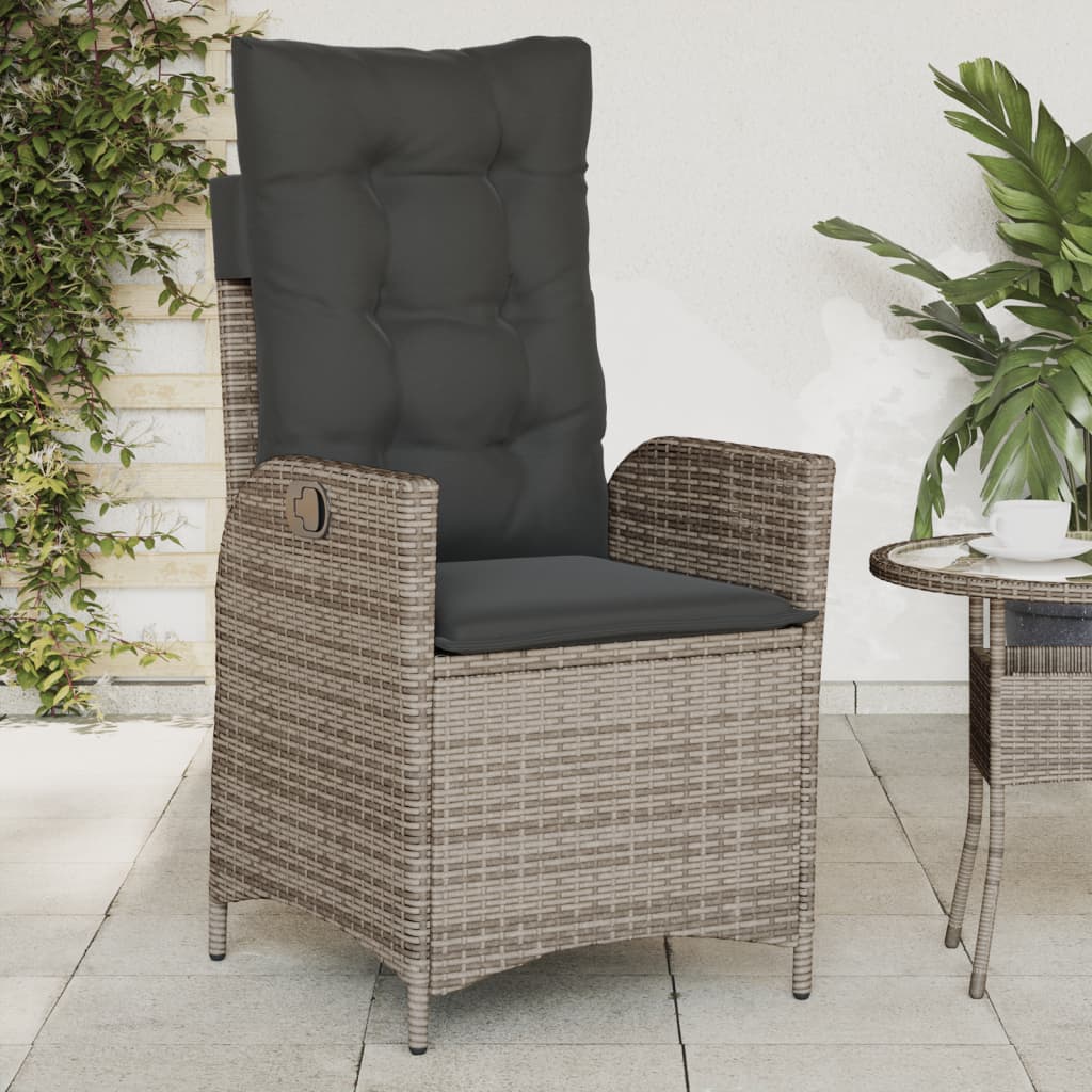 Sedie da Giardino Reclinabili 2 pz e Cuscini Grigio Polyrattan - homemem39