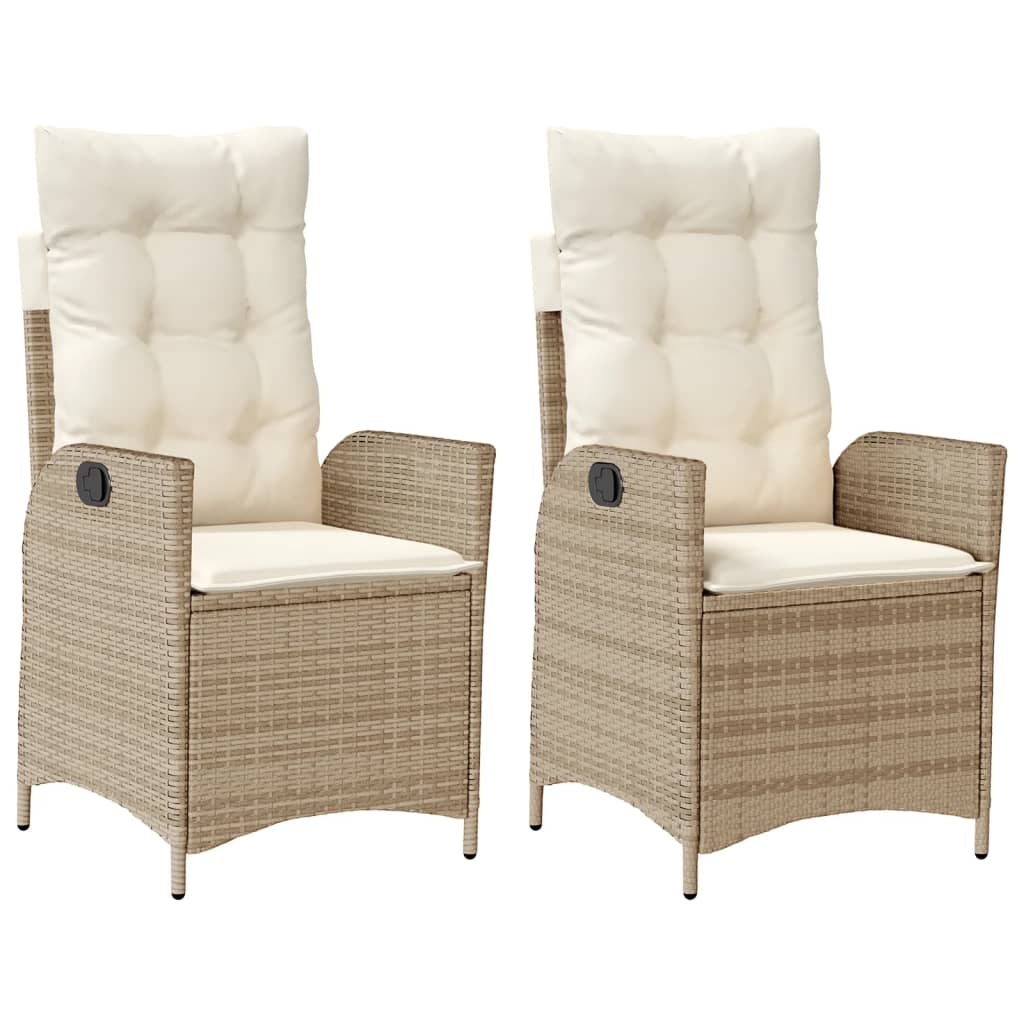 Sedie Reclinabili da Giardino 2pz con Cuscini Beige Polyrattan | homemem39