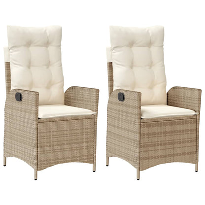 Sedie Reclinabili da Giardino 2pz con Cuscini Beige Polyrattan | homemem39