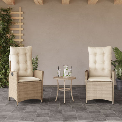 Sedie Reclinabili da Giardino 2pz con Cuscini Beige Polyrattan | homemem39
