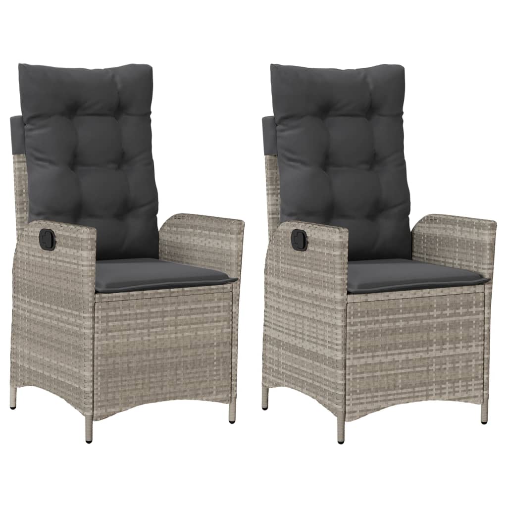 Sedie Reclinabili Giardino 2pz Cuscini Grigio Chiaro Polyrattan | homemem39