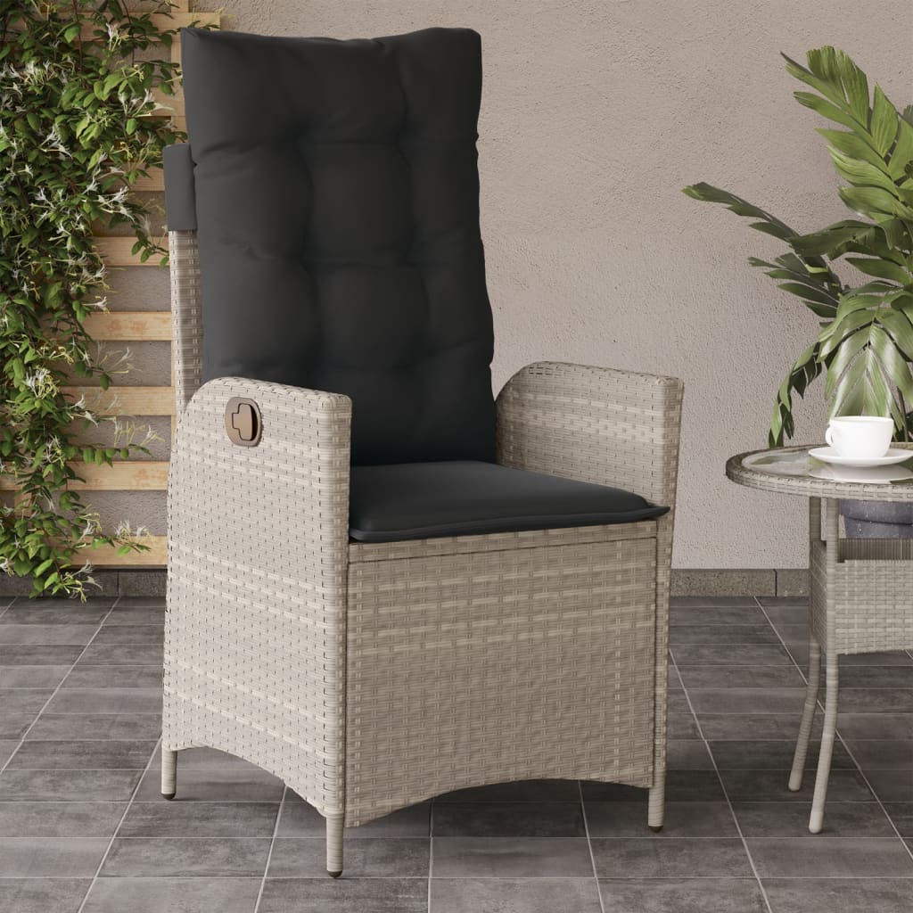 Sedie Reclinabili Giardino 2pz Cuscini Grigio Chiaro Polyrattan | homemem39