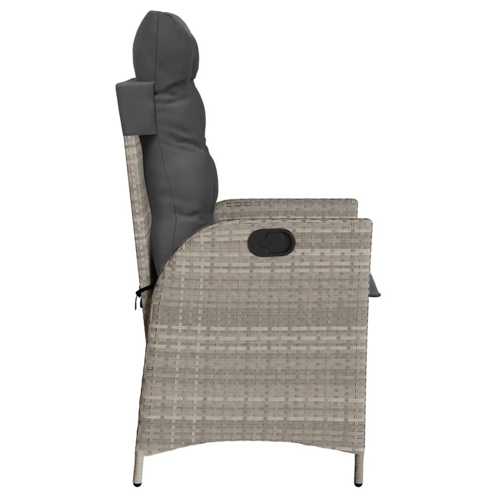 Sedie Reclinabili Giardino 2pz Cuscini Grigio Chiaro Polyrattan - homemem39
