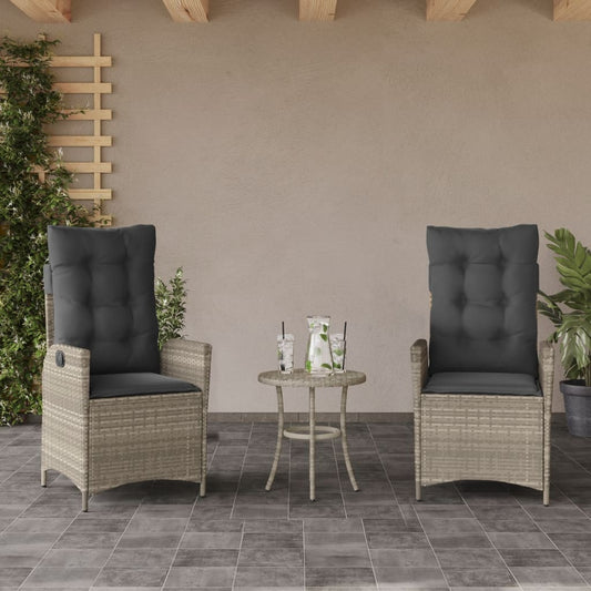 Sedie Reclinabili Giardino 2pz Cuscini Grigio Chiaro Polyrattan - homemem39