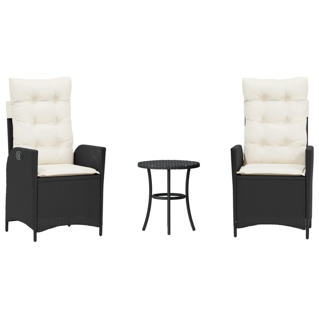 Set da Bistrò 3 pz con Cuscini Nero in Polyrattan | homemem39