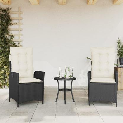 Set da Bistrò 3 pz con Cuscini Nero in Polyrattan | homemem39