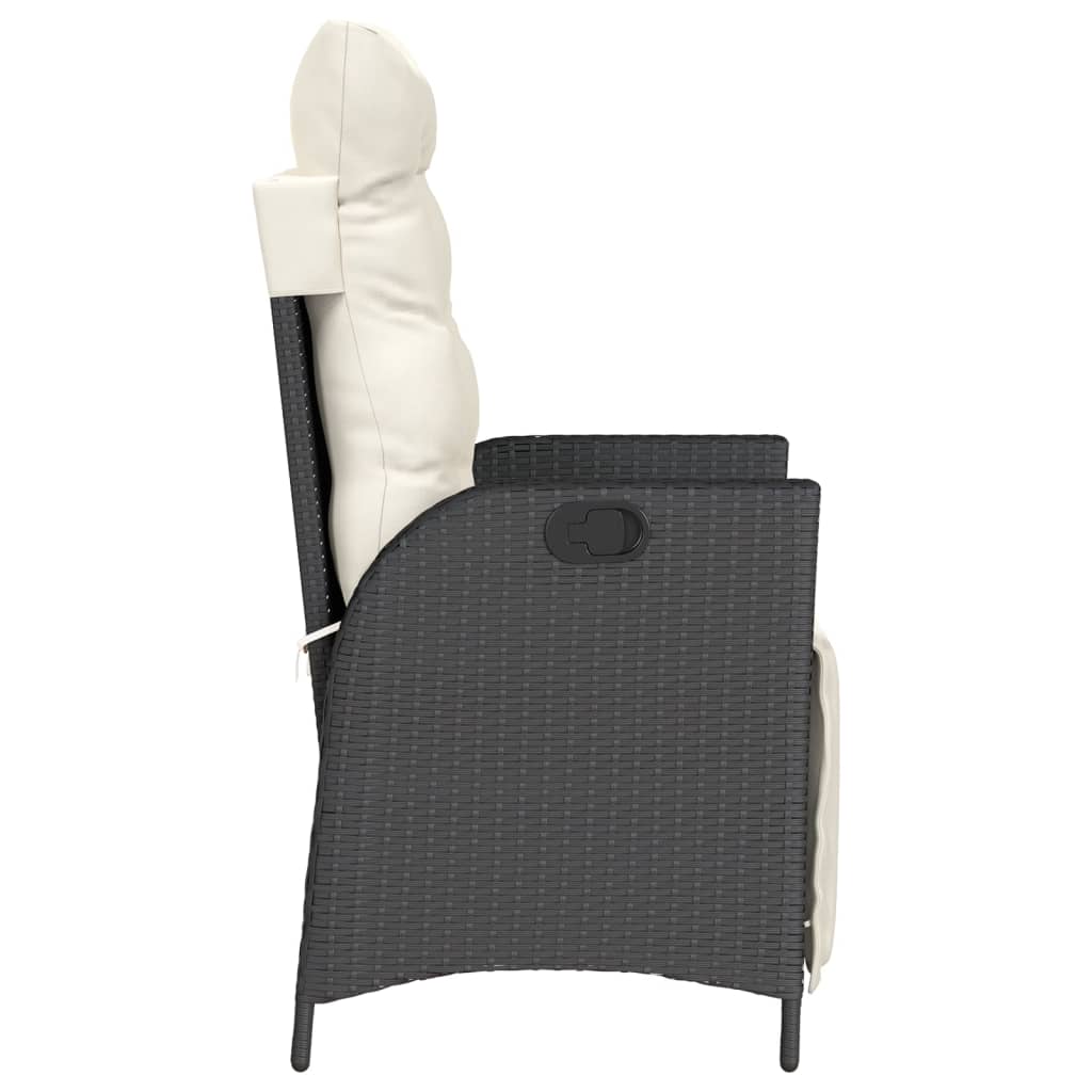 Sedia Reclinabile da Giardino con Poggiapiedi Nera Polyrattan | homemem39