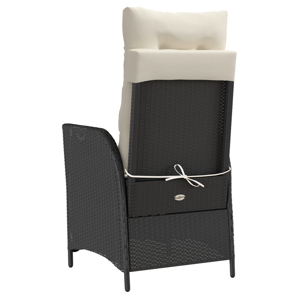 Sedia Reclinabile da Giardino con Poggiapiedi Nera Polyrattan | homemem39