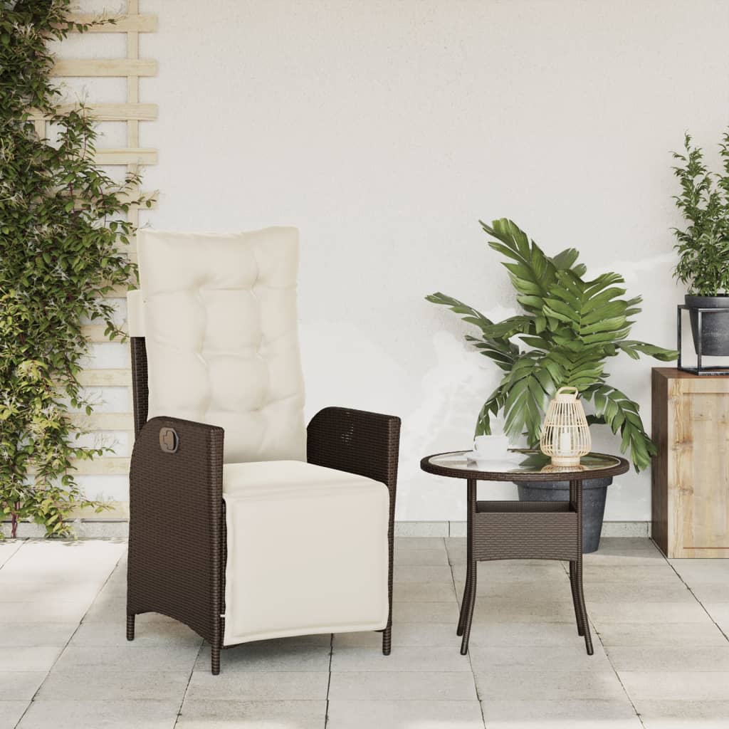 Sedia Reclinabile Giardino con Poggiapiedi Marrone Polyrattan - homemem39