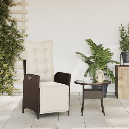 Sedia Reclinabile Giardino con Poggiapiedi Marrone Polyrattan - homemem39