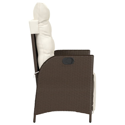 Sedia Reclinabile Giardino con Poggiapiedi Marrone Polyrattan | homemem39