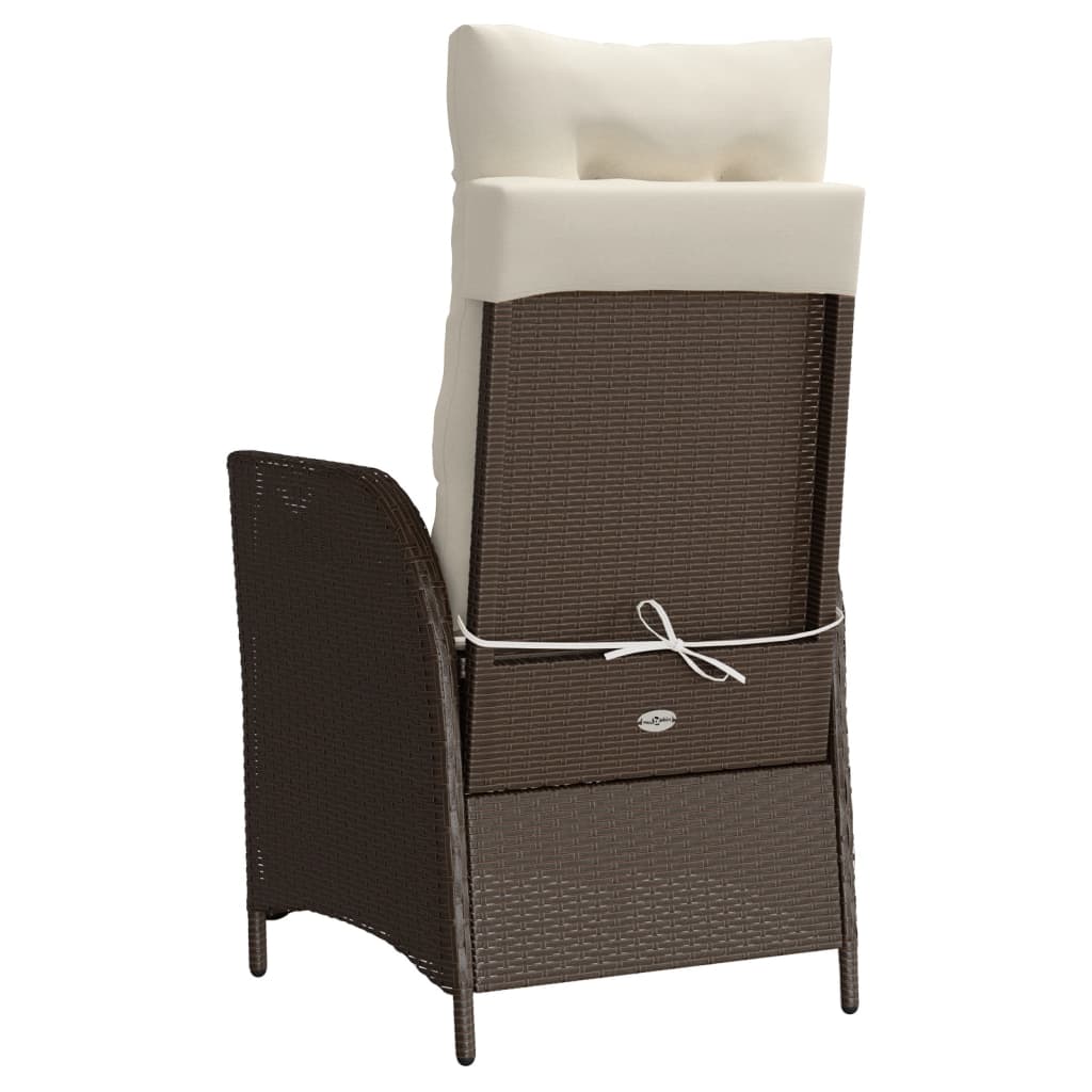 Sedia Reclinabile Giardino con Poggiapiedi Marrone Polyrattan - homemem39