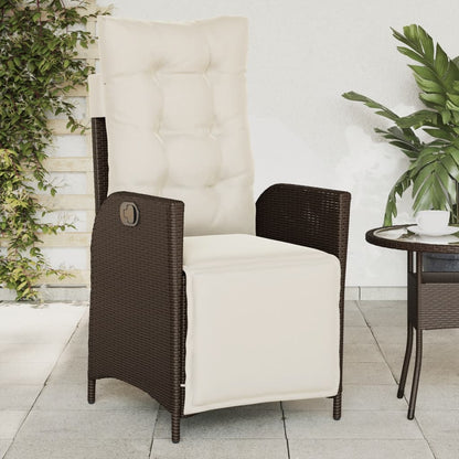 Sedia Reclinabile Giardino con Poggiapiedi Marrone Polyrattan | homemem39