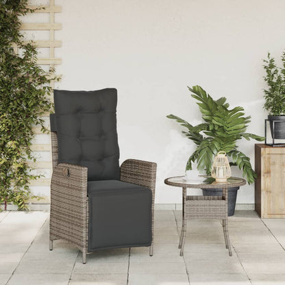Sedia Reclinabile da Giardino con Poggiapiedi Grigia Polyrattan | homemem39