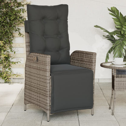 Sedia Reclinabile da Giardino con Poggiapiedi Grigia Polyrattan | homemem39