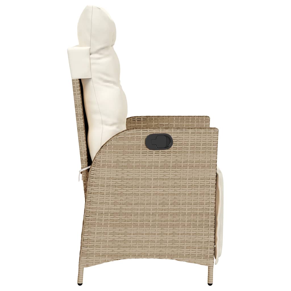 Sedia Reclinabile da Giardino con Poggiapiedi Beige Polyrattan - homemem39