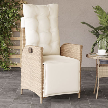 Sedia Reclinabile da Giardino con Poggiapiedi Beige Polyrattan | homemem39