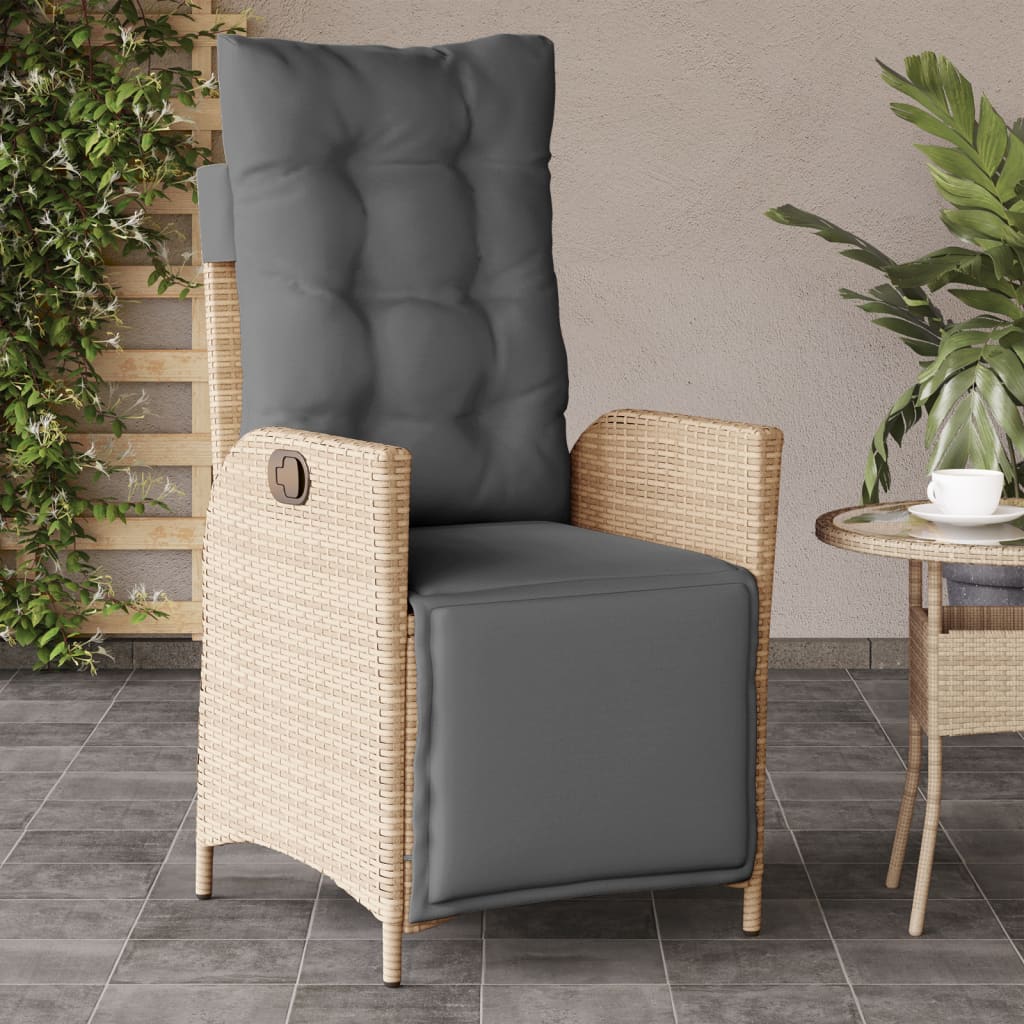 Sedia Reclinabile Giardino e Poggiapiedi Beige Misto Polyrattan