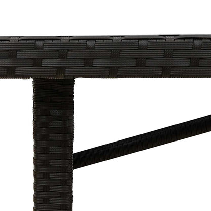 Tavolo da Giardino Piano in Vetro Nero 190x80x74 cm Polyrattan - homemem39
