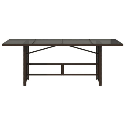 Tavolo Giardino Piano Vetro Marrone 190x80x74cm Polyrattan - homemem39