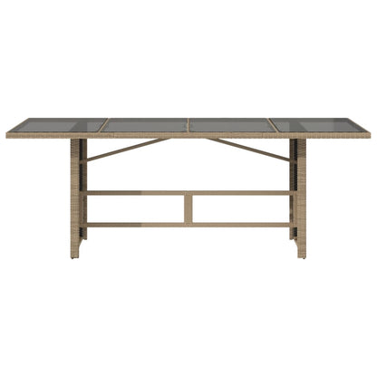 Tavolo da Giardino con Piano Vetro Beige 190x80x74cm Polyrattan | homemem39
