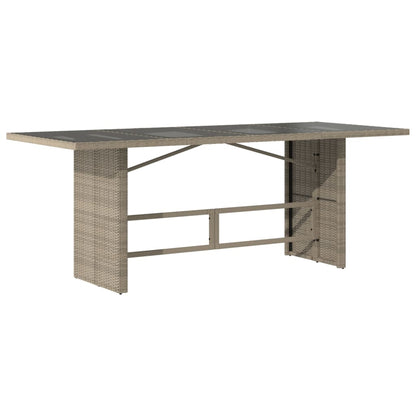 Tavolo da Giardino Piano in Vetro Grigio 190x80x74cm Polyrattan | homemem39