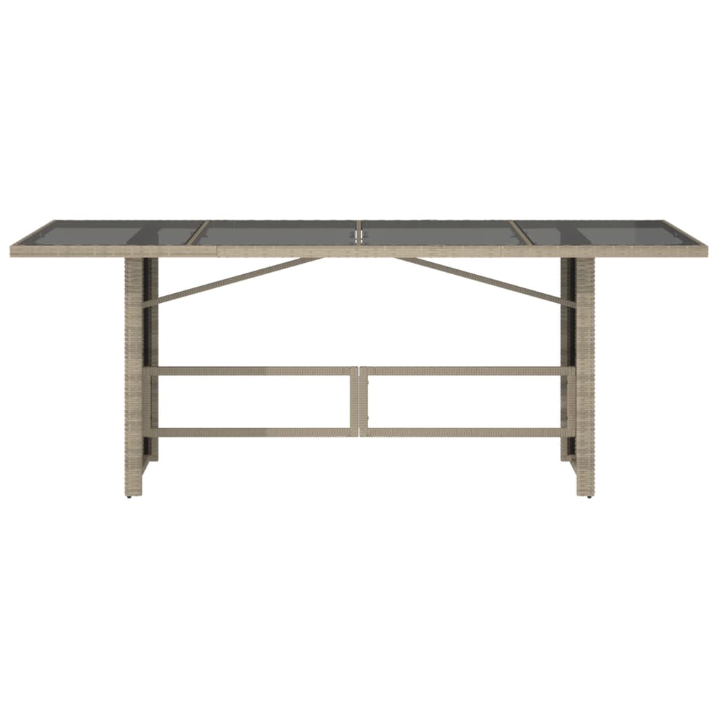 Tavolo da Giardino Piano in Vetro Grigio 190x80x74cm Polyrattan | homemem39