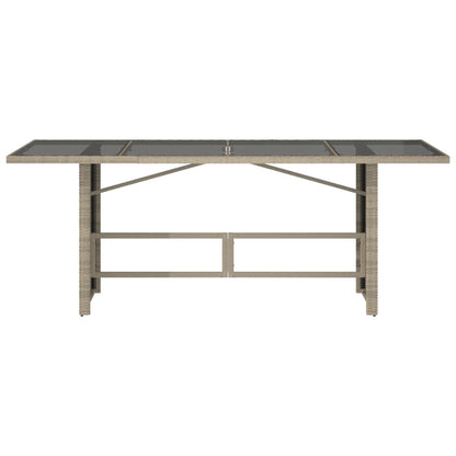 Tavolo da Giardino Piano in Vetro Grigio 190x80x74cm Polyrattan | homemem39