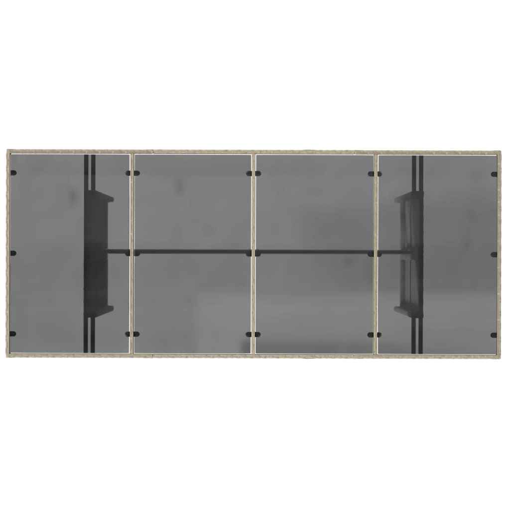 Tavolo da Giardino Piano in Vetro Grigio 190x80x74cm Polyrattan | homemem39