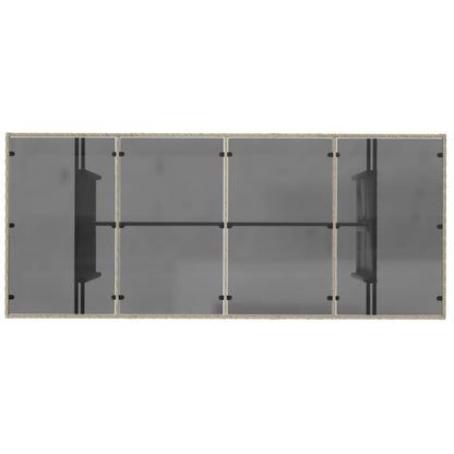 Tavolo da Giardino Piano in Vetro Grigio 190x80x74cm Polyrattan | homemem39