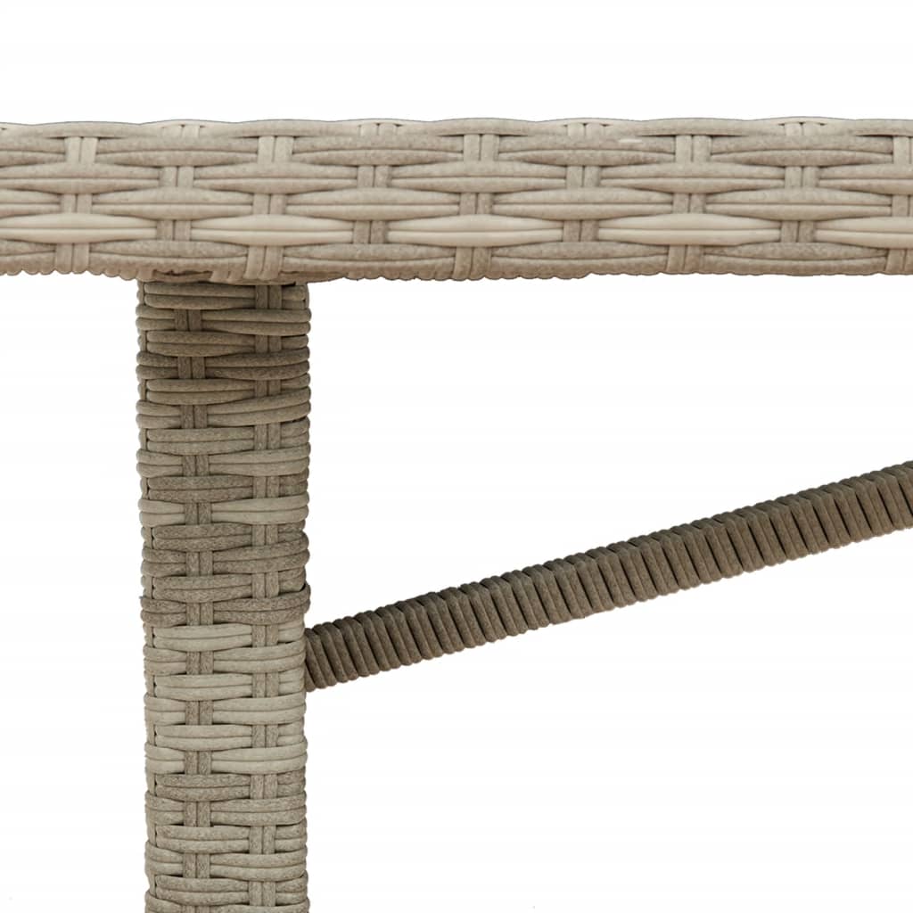 Tavolo da Giardino Piano in Vetro Grigio 190x80x74cm Polyrattan | homemem39