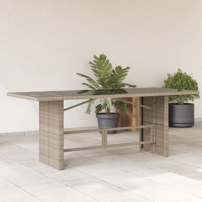 Tavolo da Giardino Piano in Vetro Grigio 190x80x74cm Polyrattan | homemem39