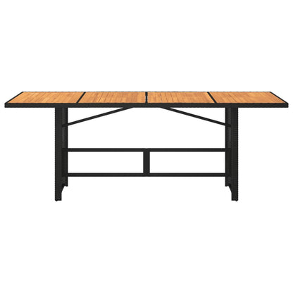 Tavolo Giardino Piano Legno Acacia Nero 190x80x74cm Polyrattan - homemem39