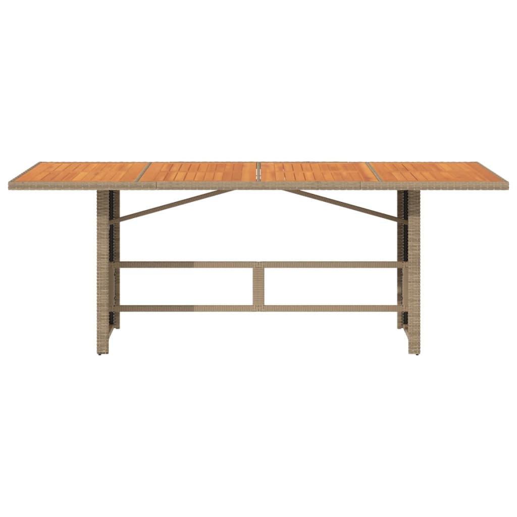 Tavolo Giardino Piano Legno Acacia Beige 190x80x74cm Polyrattan | homemem39