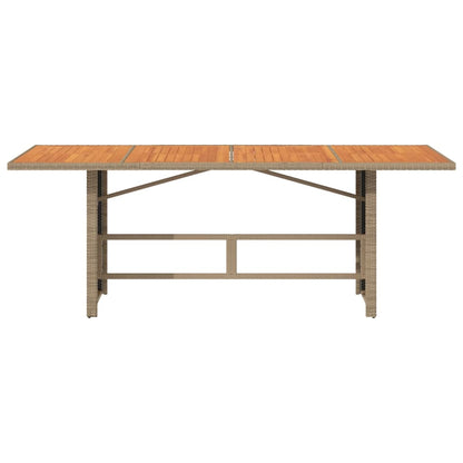 Tavolo Giardino Piano Legno Acacia Beige 190x80x74cm Polyrattan | homemem39